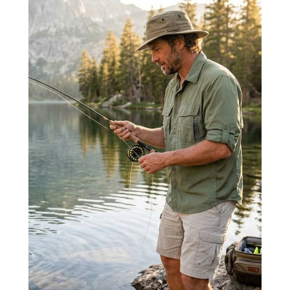 REI Men's Olive Green UPF 50+ Nylon Hiking Fishing Shirt L